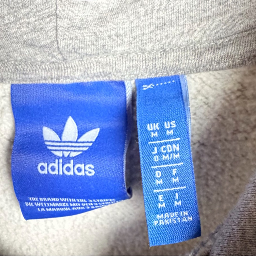 Adidas Gray Trefoil Logo Hoodie size medium-unisex - Picture 4 of 5